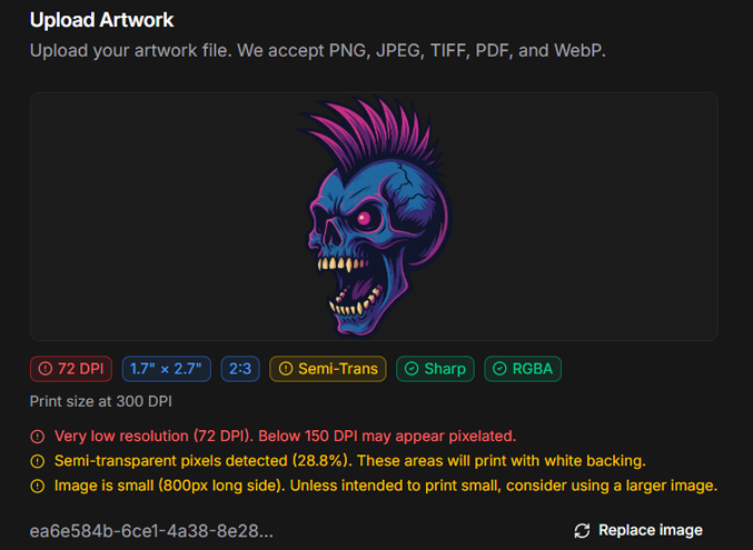 Upload your art interface